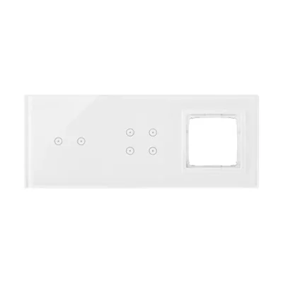 SIMON 54 TOUCH Dalle tactile 3 modules 2 touchpads horizontaux + 4 touchpads + 1 trou pour accessoires blanc nacré