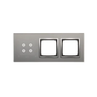 SIMON 54 TOUCH Dalle tactile 3 modules 4 champs tactiles + 2 trous pour accessoires silver fog
