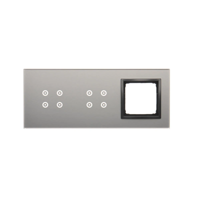 SIMON 54 TOUCH Dalle tactile 3 modules 4 champs tactiles + 4 champs tactiles + 1 trou pour accessoires storm cloud