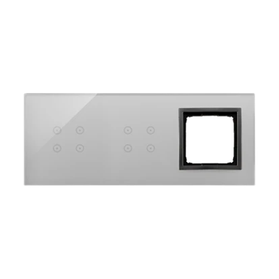 SIMON 54 TOUCH Dalle tactile 3 modules 4 champs tactiles + 4 champs tactiles + 1 trou pour accessoires storm cloud