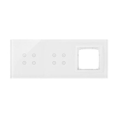 SIMON 54 TOUCH Dalle tactile 3 modules 4 tablettes tactiles + 4 tablettes tactiles + 1 trou pour accessoires blanc nacré