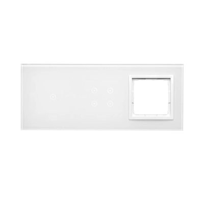 SIMON 54 TOUCH Panel táctil 3 módulos 1 campo táctil + 4 campos táctiles + 1 agujero para accesorios blanco perla