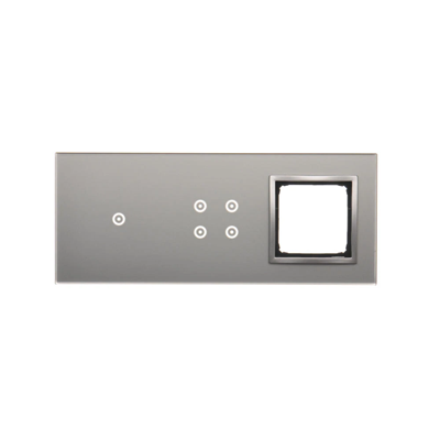 SIMON 54 TOUCH Panel táctil 3 módulos 1 campo táctil + 4 campos táctiles + 1 orificio para accesorios plata niebla