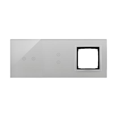 SIMON 54 TOUCH Panel táctil 3 módulos 2 campos táctiles horizontales + 2 campos táctiles verticales + 1 orificio para accesorios plata niebla