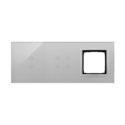 SIMON 54 TOUCH Panel táctil 3 módulos 2 campos táctiles verticales + 4 campos táctiles + 1 orificio para accesorios plata niebla