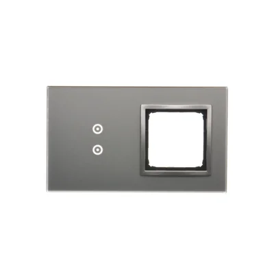 SIMON 54 TOUCH Touch panel 2 modules 2 vertical touch fields + 1 hole for accessories silver fog