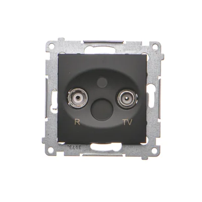 Simon 54 WMDA-02100x-049 R-TV pass-through antenna socket (module), TV and R attenuation 10 dB; black