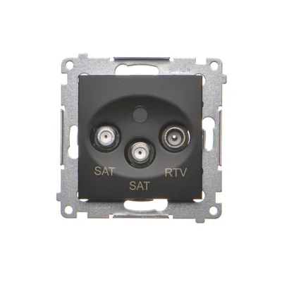 Simon 54 WMDA-03019z-049 Double SAT-SAT-RTV satellite antenna socket (module); black