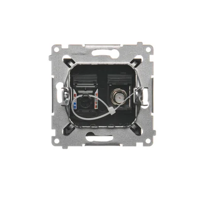 Simon 54 WMDA-0510xx-049 Connecteur d'antenne type F + RJ45 cat.6 (module) ; noir