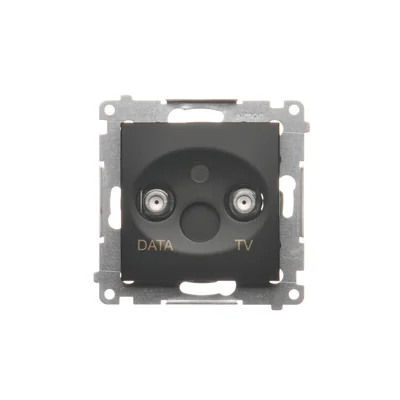 Simon 54 WMDA-07xxxx-049 TV-DATA socket. Two F-type output ports (module). Input frequency 5-1000 MHz; black