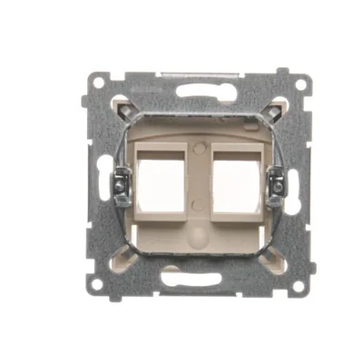 Simon 54 WMDA-P92xx1-041 IP44 Keystone data socket cover, double, with labeling field, transparent flap; cream *IP44 gasket for frame required