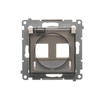 Simon 54 WMDA-P92xx1-041 IP44 Keystone-Datenbuchsenabdeckung, doppelt, mit Beschriftungsfeld, transparenter Klappe; cremefarben *IP44-Dichtung für Rahmen erforderlich