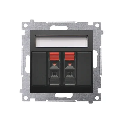 Simon 54 WMDG-02000x-049 2-way loudspeaker socket with labeling field (module). Input and output wire cross-section 2.5 mm2; black