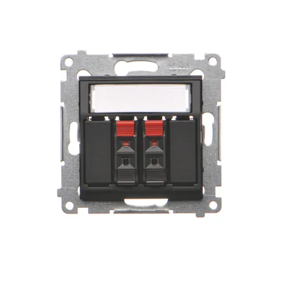 Simon 54 WMDG-02000x-049 2-way loudspeaker socket with labeling field (module). Input and output wire cross-section 2.5 mm2; black