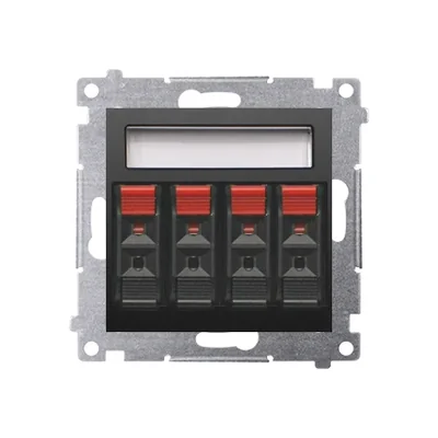 Simon 54 WMDG-04000x-049 4-way loudspeaker socket with labeling field (module). Input and output wire cross-section 2.5 mm2; black