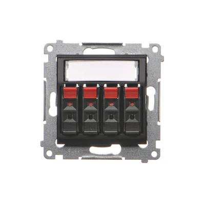 Simon 54 WMDG-04000x-049 4-way loudspeaker socket with labeling field (module). Input and output wire cross-section 2.5 mm2; black