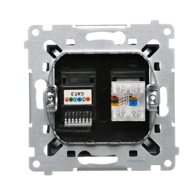 Simon 54 WMDK-0600xx-049 Computer socket RJ45 category 5e + telephone socket RJ12 (module); black