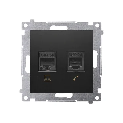 Simon 54 WMDK-0600xx-049 Computerbuchse RJ45 Kategorie 5e + Telefonbuchse RJ12 (Modul); schwarz
