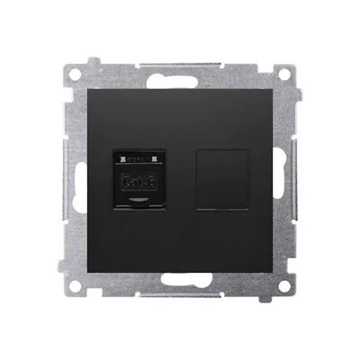 Simon 54 WMDK-0610xx-049 Einzelne Computerbuchse RJ45 Kategorie 6 mit Staubschutzklappe (Modul); schwarz