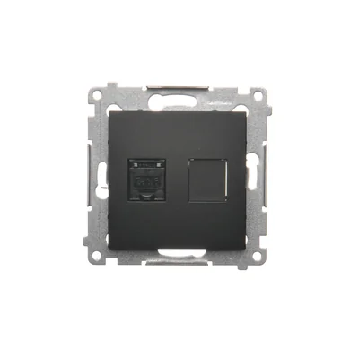 Simon 54 WMDK-0610xx-049 Presa singola per computer RJ45 categoria 6 con otturatore antipolvere (modulo); nera