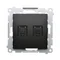 Simon 54 WMDK-0620xx-049 Doppel-RJ45-Computerbuchse Kategorie 6 mit Staubschutzklappe (Modul); schwarz