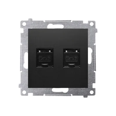 Simon 54 WMDK-0620xx-049 Double RJ45 computer socket category 6, with anti-dust shutter (module); black