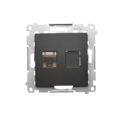 Simon 54 WMDK-0630xx-049 Single computer socket RJ45 category 6, shielded with anti-dust shutter (module); black