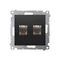 Simon 54 WMDK-0640xx-049 Doppel-RJ45-Computerbuchse Kategorie 6, geschirmt mit Staubschutzklappe (Modul); schwarz