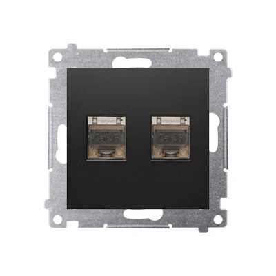 Simon 54 WMDK-0640xx-049 Double RJ45 computer socket category 6 shielded with anti-dust shutter (module); black