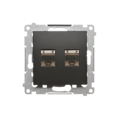 Simon 54 WMDK-0640xx-049 Double RJ45 computer socket category 6 shielded with anti-dust shutter (module); black