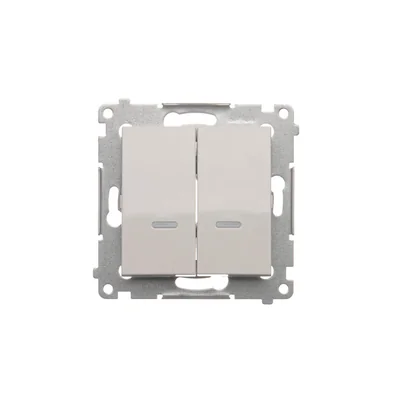 Simon 54 WMDL-07120x-011 Double cross switch with illumination without pictogram (module) 10AX, 250V~, quick connectors; white