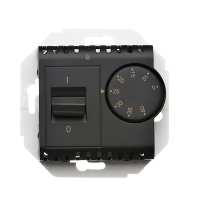 Simon 54 WMDR-02xxxx-049 Temperature controller with internal sensor (module) 16(2) A, 230V~. Screw mounting; black