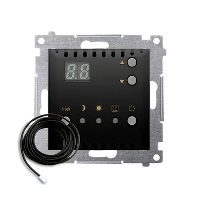 Simon 54 WMDR-14xxx1-049 Temperature controller with display and external sensor (module) 16(2) A, 230V~; black *External sensor (probe) included