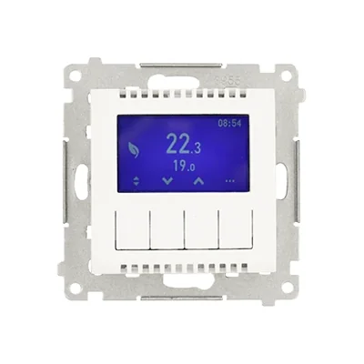 Simon 54 WMDR-17xxx1-011 Programmierbarer Thermostat mit Display und internem/externem Temperatursensor, ohne Sonde (Modul) 16(2) A, 230 V~; weiß