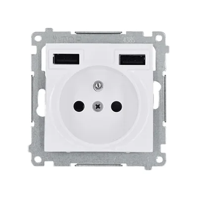 Simon 54 WMDW-001111-011 Socket with integrated charger 2xUSB (module), 2.1 A, 5 V DC, 230 V; white Withdrawn from the offer - while stocks last