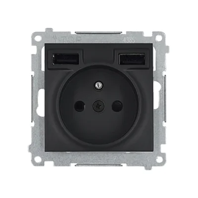 Simon 54 WMDW-001111-049 Steckdose mit integriertem Ladegerät 2xUSB (Modul), 2,1 A, 5 V DC, 230 V; schwarz. Nicht mehr im Angebot – solange der Vorrat reicht.