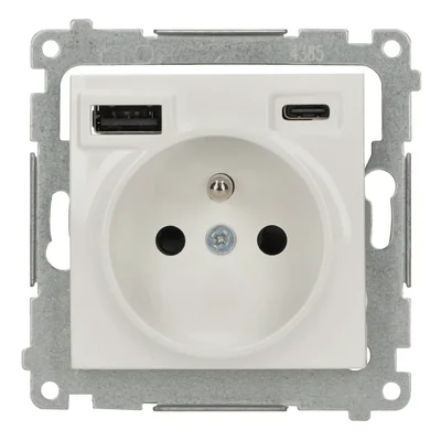Simon 54 WMDW-001114-011 Steckdose mit integriertem USB-C+A-Ladegerät (Modul), 2,1 A, 5 V DC, 230 V; weiß