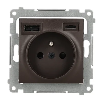 Simon 54 WMDW-001114-046 Socket with integrated USB C+A charger (module), 2.1 A, 5 V DC, 230 V; matt bronze