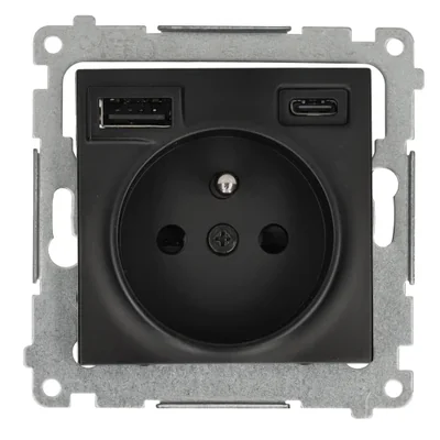 Simon 54 WMDW-001114-049 Zásuvka s integrovanou nabíječkou USB C+A (modul), 2,1 A, 5 V DC, 230 V; černá