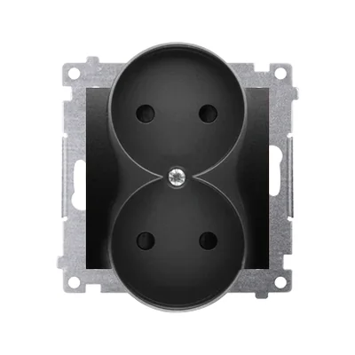 Simon 54 WMDW-00200M-049 Ungrounded double socket with shutters (module) 16A, 250V~, screw terminals; black *For S54 PREMIUM frames