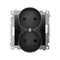Simon 54 WMDW-00200M-049 Ungrounded double socket with shutters (module) 16A, 250V~, screw terminals; black *For S54 PREMIUM frames