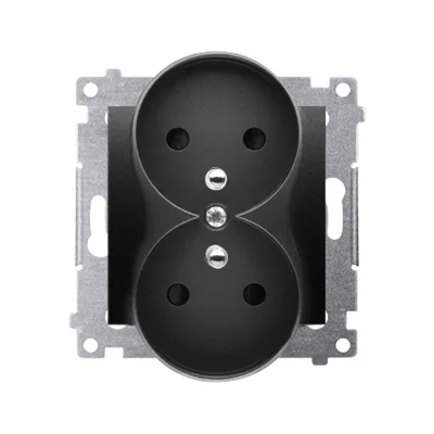 Simon 54 WMDW-00210M-049 Doppelsteckdose mit Erdung und Abdeckungen (Modul) 16 A, 250 V~, Schraubklemmen; schwarz