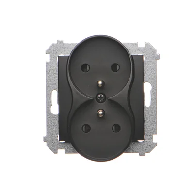 Simon 54 WMDW-00210M-049 Doppelsteckdose mit Erdung und Abdeckungen (Modul) 16 A, 250 V~, Schraubklemmen; schwarz