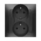 Simon 54 WMDW-00210Y-049 Double socket with grounding, phase inversion, 16A, 250V~, screw terminals. Complete - not for frames; black