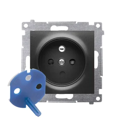 Simon 54 WMDW-01111x-049 Datensteckdose mit Autorisierungsschlüssel (Modul) 16 A, 250 V~, Schraubklemmen; schwarz