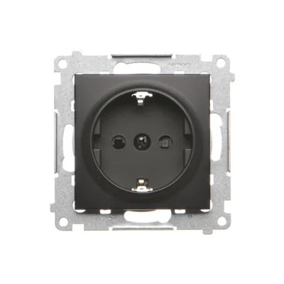 Simon 54 WMDW-03111x-049 Schuko-Steckdose mit Klappen (Modul) 16 A, 250 V~, Schraubklemmen; schwarz