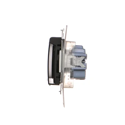 Simon 54 WMDW-53111x-049 Plug socket for IP44 version WITH SEAL (module) 16A, 250V~, screw terminals, transparent flap; black *Seal for S54 PREMIUM frames