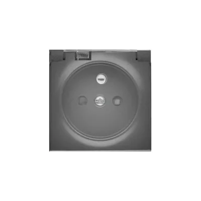 Simon 54 WMDW-P3121x-049 Socket cover for IP44 version with shutters, transparent flap; black *IP44 gasket for frame required
