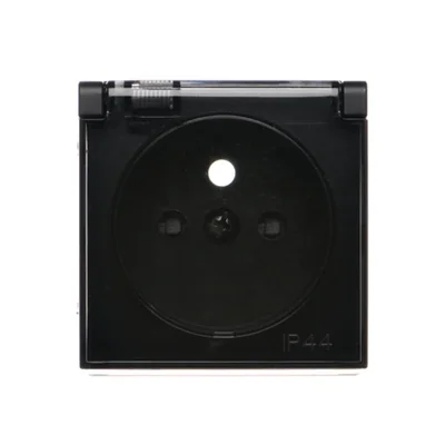 Simon 54 WMDW-P3121x-049 Socket cover for IP44 version with shutters, transparent flap; black *IP44 gasket for frame required