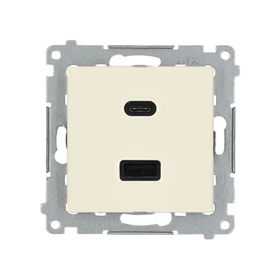Simon 54 WMDZ-EC2CAQ-041 Ładowarka USB C+A (moduł), 30W, 230V; kremowy